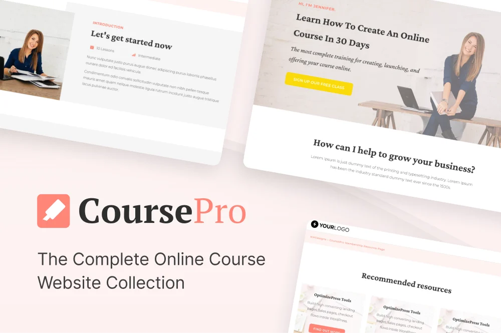 CoursePro collection with online course website designs