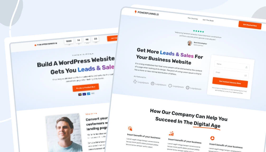 Powerful Funnels collection with lead generation page designs